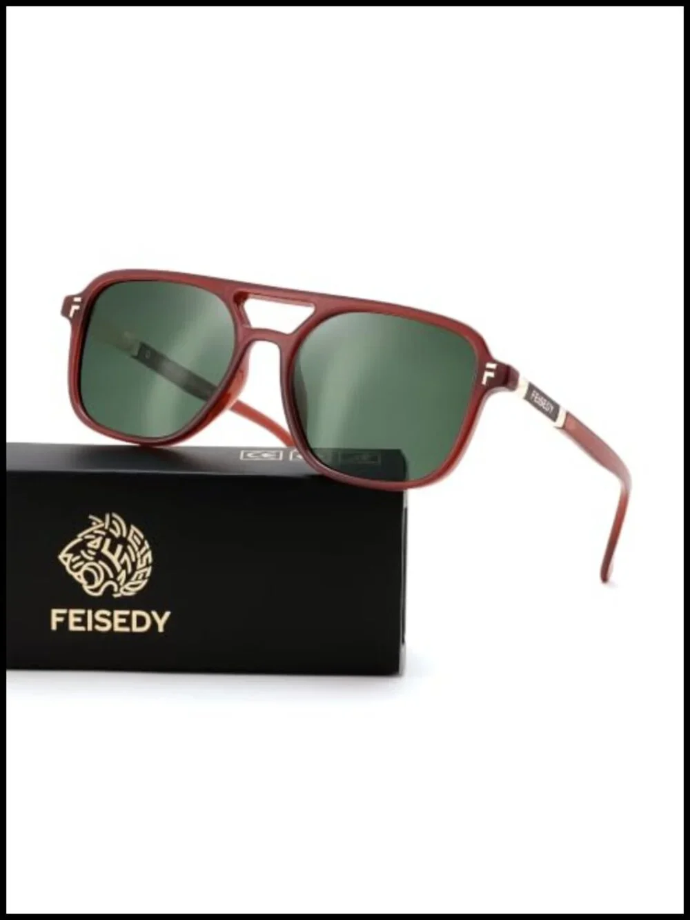 Retro Square Aviator Sunglasses Polarized UV400 Protection Metal Decoration